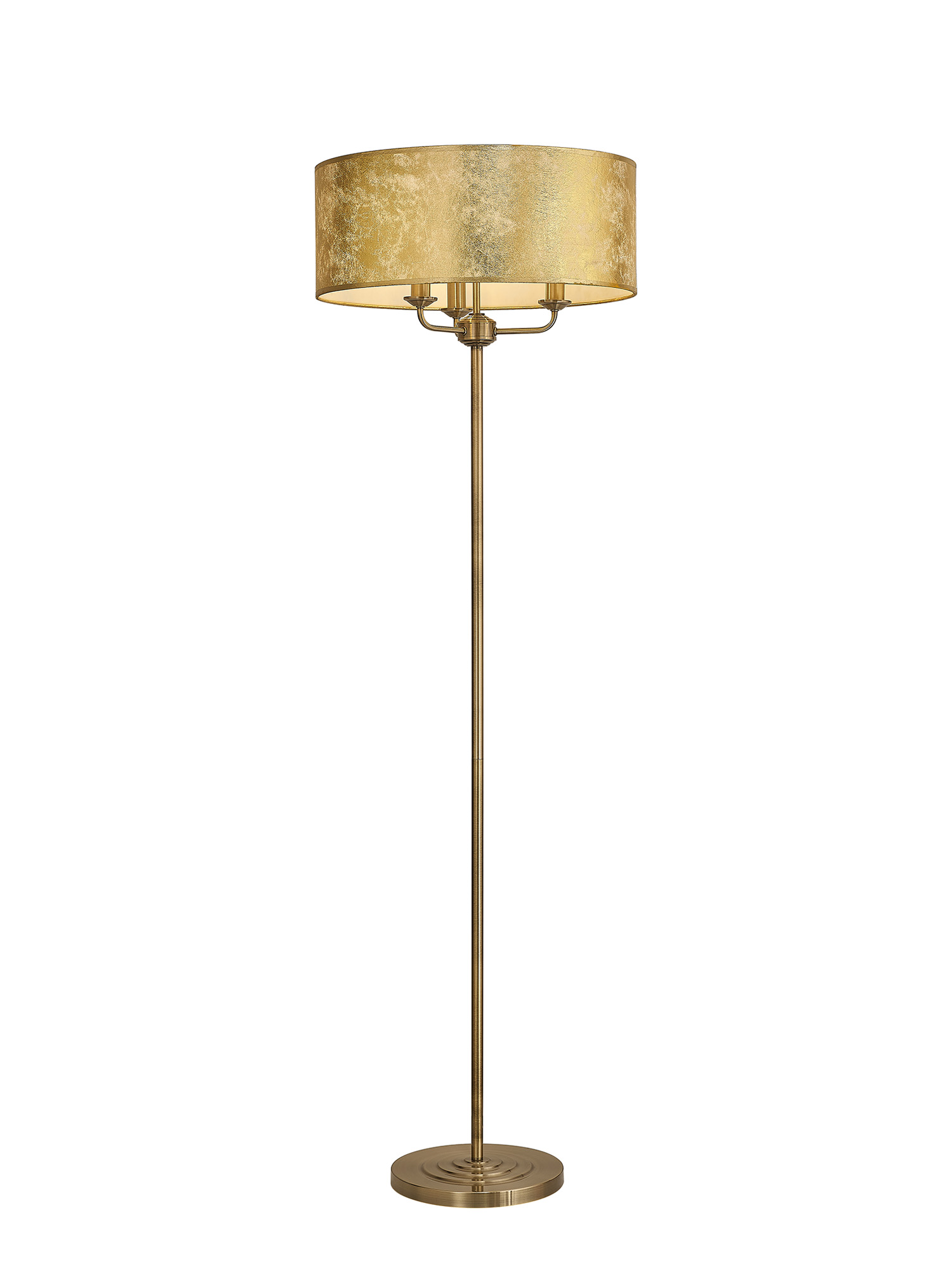 DK0919  Banyan 45cm 3 Light Floor Lamp Antique Brass; Gold Leaf